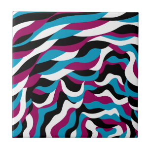 Wavy Abstract Minimalist Cool Modern Retro Touch Ceramic Tile