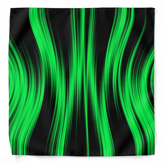 Wavy Abstract Neon Green and Black Bandana (Front)