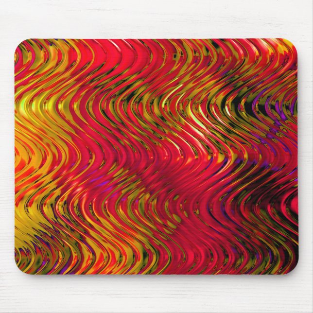 Wavy Abstract Pattern in Red Mouse Pad (Front)