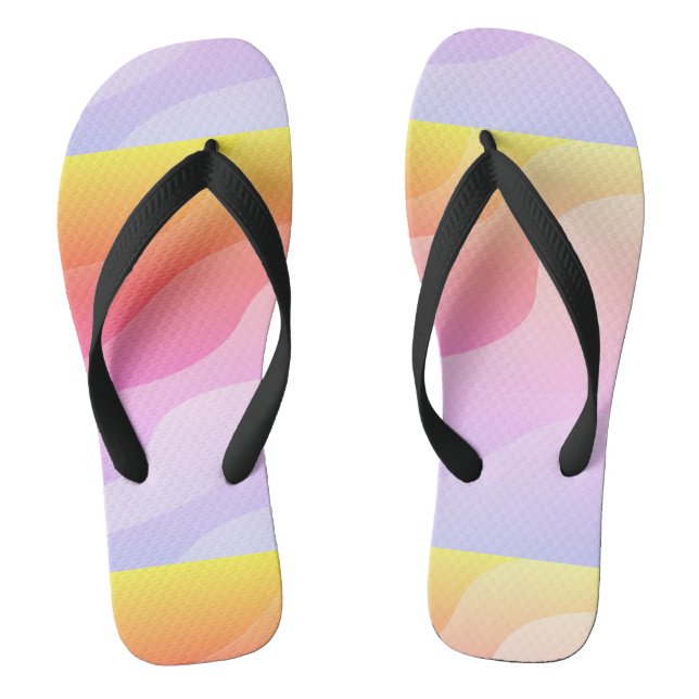 Wavy Abstract Shapes Bright Colored Flip Flops (Footbed)
