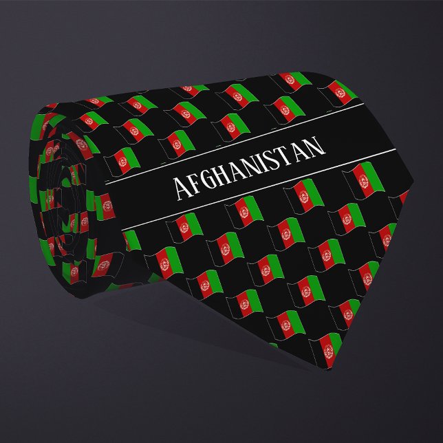 Wavy Afghanistan Flag Pattern  Neck Tie (Creator Uploaded)