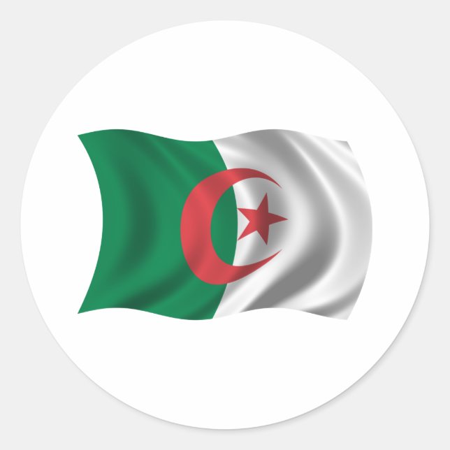 Wavy Algeria Flag Classic Round Sticker (Front)