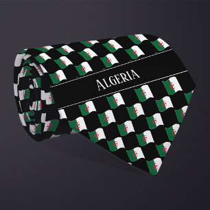 Wavy Algeria Flag Pattern Neck Tie