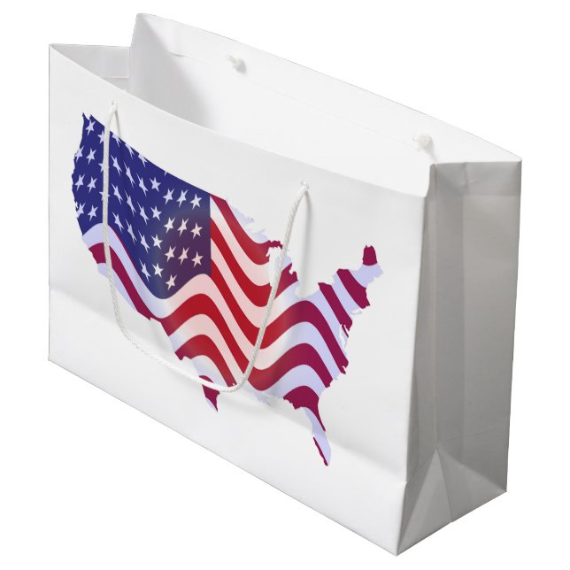 WAVY AMERICAN FLAG LARGE GIFT BAG (Front Angled)
