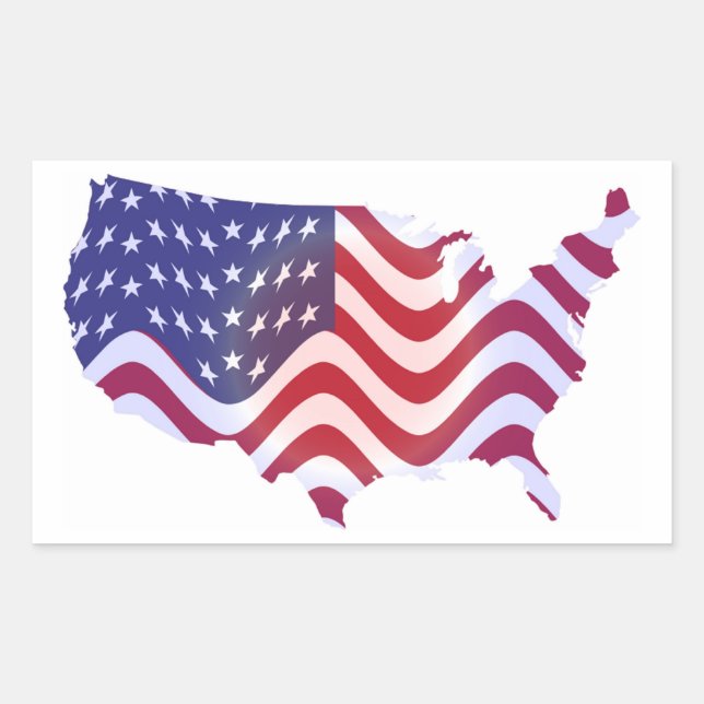 WAVY AMERICAN FLAG RECTANGULAR STICKER (Front)