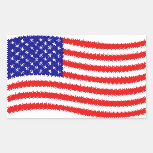 Wavy American flag Rectangular Sticker