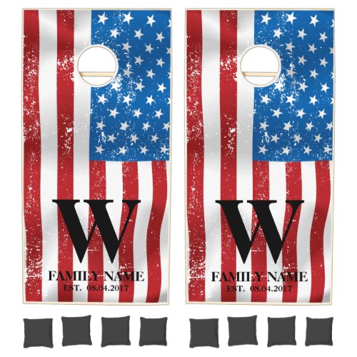 Wavy American Flag Toss Cornhole Set