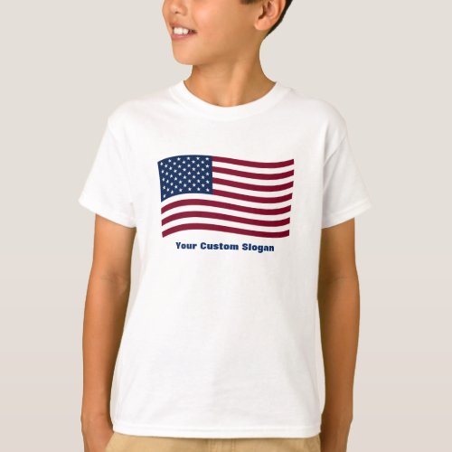Wavy American Flag with your custom slogan T_Shirt