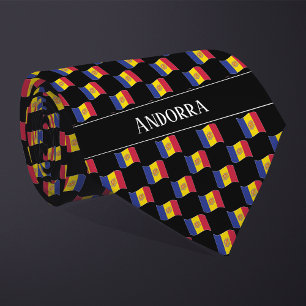 Wavy Andorra Flag Pattern Neck Tie