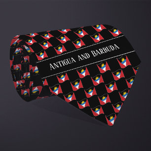 Wavy Antigua and Barbuda Flag Pattern Neck Tie