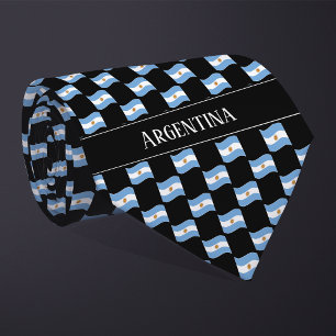 Wavy Argentina Flag Pattern Neck Tie
