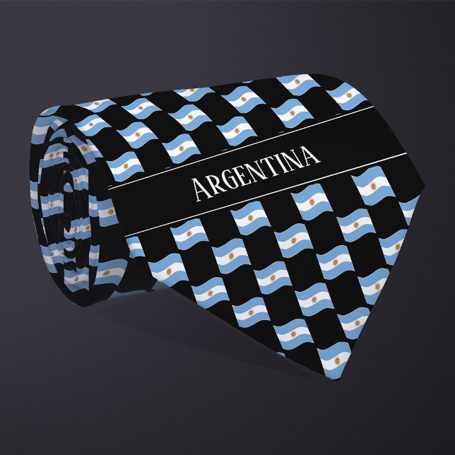 Wavy Argentina Flag Pattern  Neck Tie (Creator Uploaded)