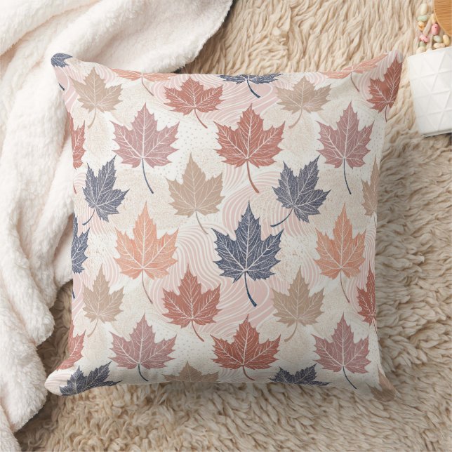 Wavy Autumn Leaves Throw Pillow (Blanket)