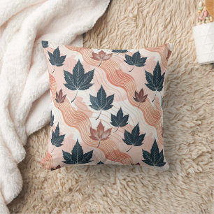 Wavy Autumn Leaves  Throw Pillow