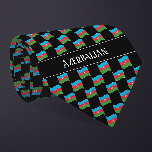 Wavy Azerbaijan Flag Pattern  Neck Tie (Creator Uploaded)