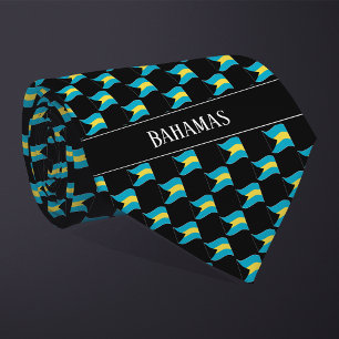 Wavy Bahamas Flag Pattern Neck Tie