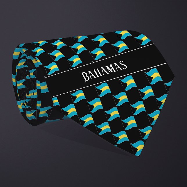 Wavy Bahamas Flag Pattern  Neck Tie (Creator Uploaded)