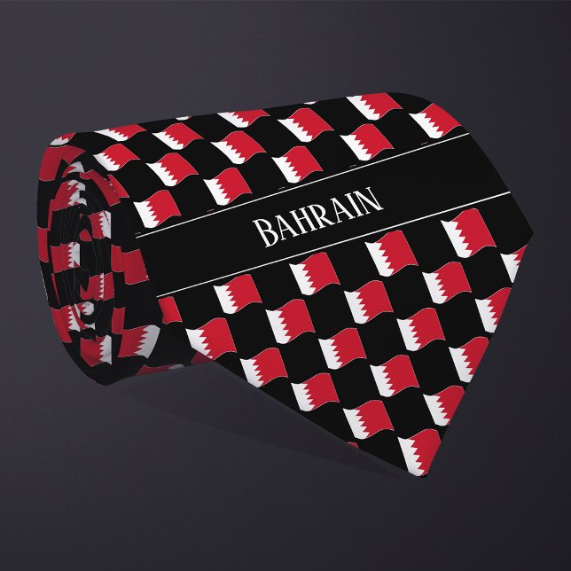 Wavy Bahrain Flag Pattern  Neck Tie (Creator Uploaded)