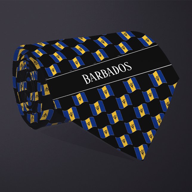 Wavy Barbados Flag Pattern  Neck Tie (Creator Uploaded)