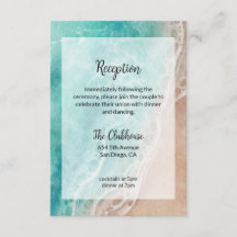 Wavy Beach Seaside Outdoor Wedding Reception Card