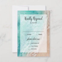 Wavy Beach Seaside Outdoor Wedding RSVP Card