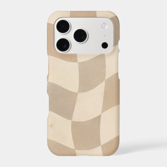 Wavy Beige Checkerboard Phone Case (Back)