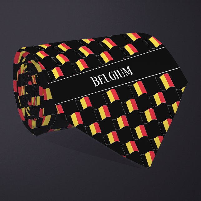 Wavy Belgium Flag Pattern  Neck Tie (Creator Uploaded)