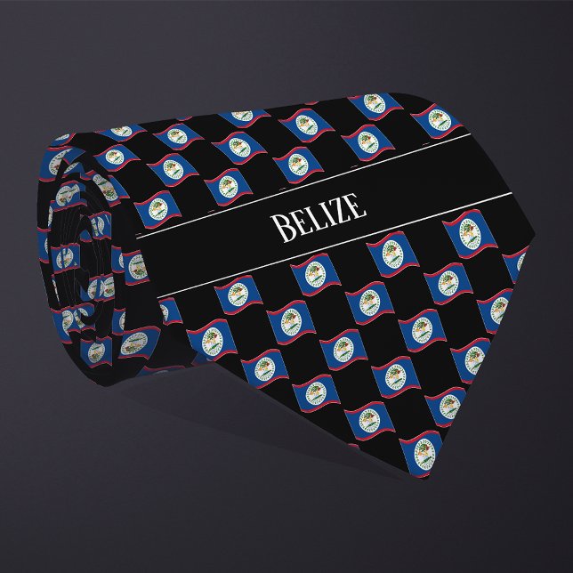 Wavy Belize Flag Pattern  Neck Tie (Creator Uploaded)
