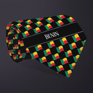 Wavy Benin Flag Pattern Neck Tie