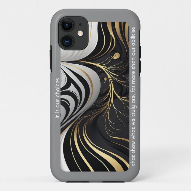 Wavy black and gold iPhone Case (Back)