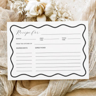 Wavy Black and White Bridal Shower Recipe Card