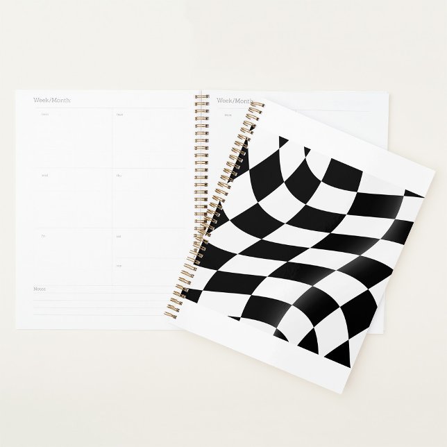 Wavy Black and White Checkered Flag Racing Planner (Creator Uploaded)