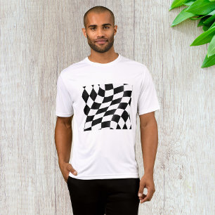 Wavy Black and White Checkered Flag Racing T-Shirt