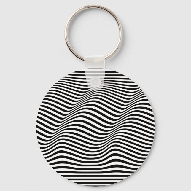 Wavy black and white stripes  keychain (Front)