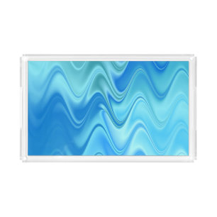 Wavy Blue Abstract Acrylic Tray
