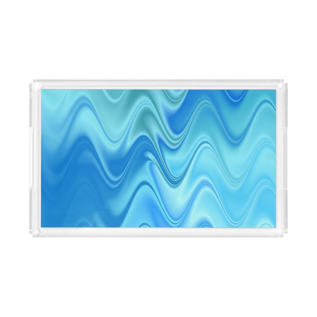 Wavy Blue Abstract Acrylic Tray (Front)