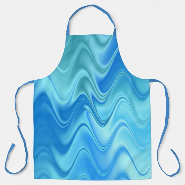 Wavy Blue Abstract Apron (Front)