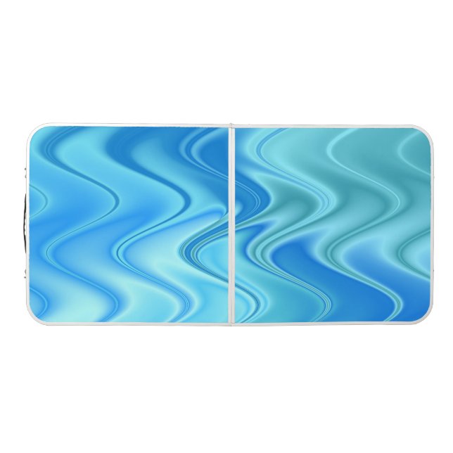 Wavy Blue Abstract Beer Pong Table (Top)