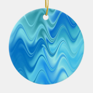 Wavy Blue Abstract Ceramic Ornament
