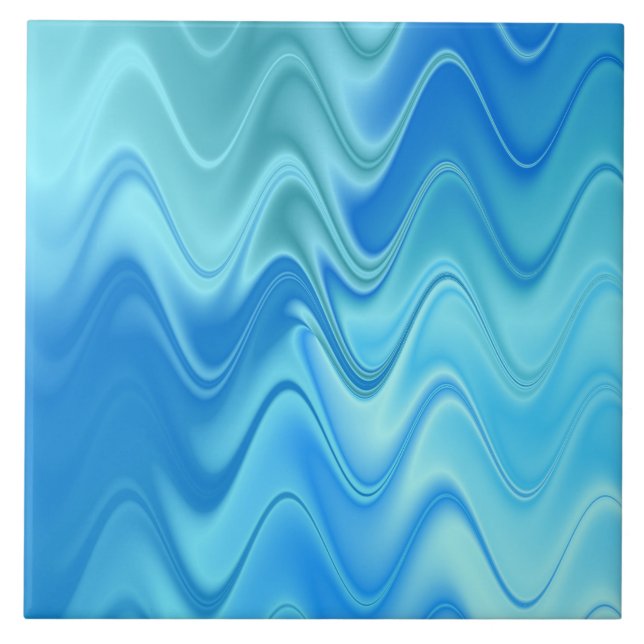 Wavy Blue Abstract Ceramic Tile (Front)