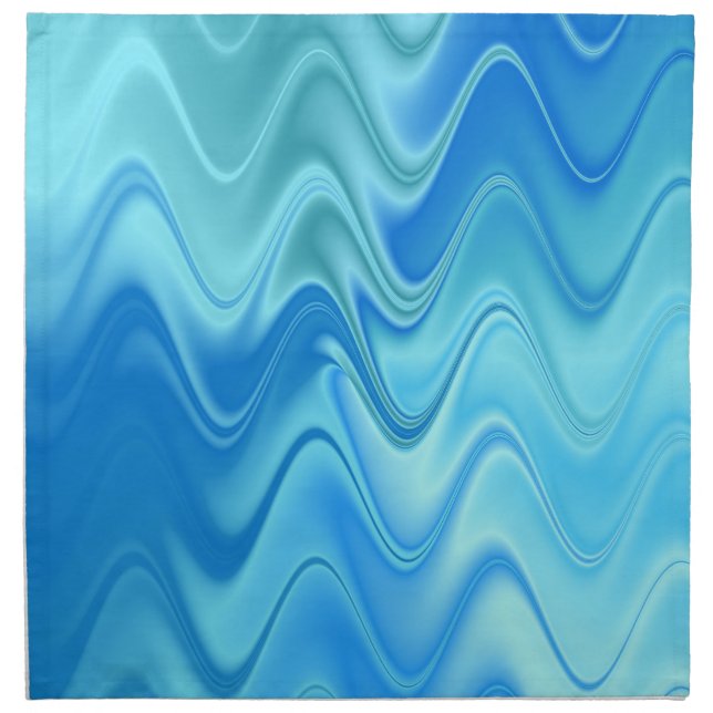 Wavy Blue Abstract Cloth Napkin (Front)