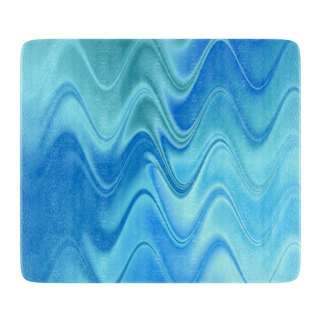 Wavy Blue Abstract Cutting Board (Front)