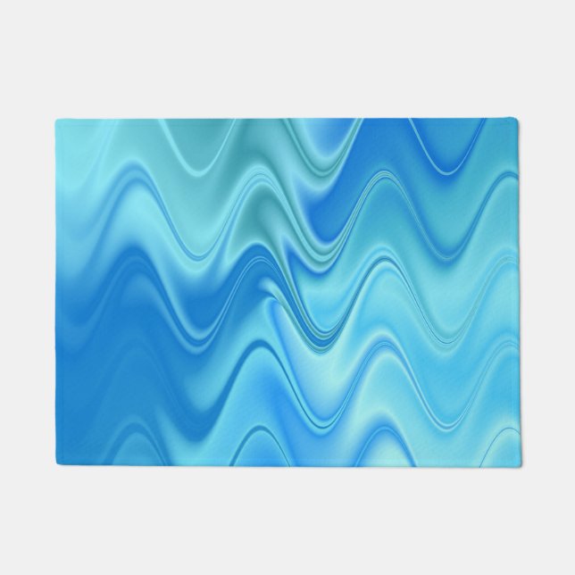 Wavy Blue Abstract Doormat (Front)