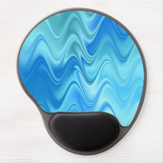 Wavy Blue Abstract Gel Mouse Pad (Front)