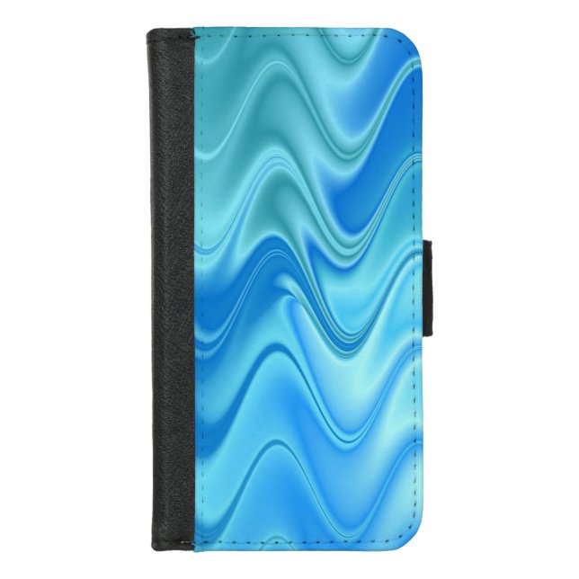 Wavy Blue Abstract iPhone Wallet Case (Front)