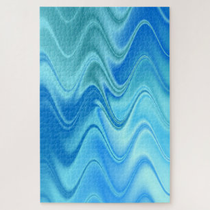 Wavy Blue Abstract Jigsaw Puzzle