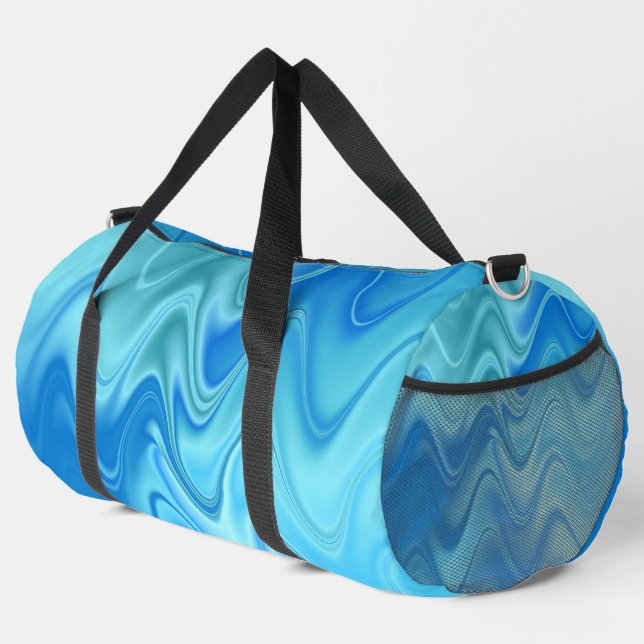Wavy Blue Abstract Large Duffle Bag (Right Corner)