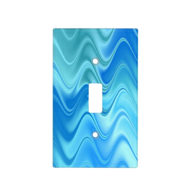 Wavy Blue Abstract Light Switch Cover (Front)