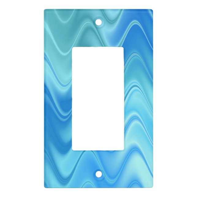 Wavy Blue Abstract Light Switch Cover (Front)