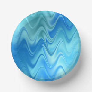 Wavy Blue Abstract Paper Bowls